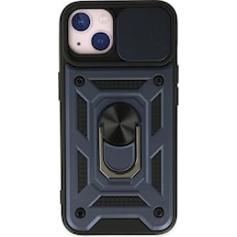 Newface Apple iPhone Uyumlu 14 Kılıf Pars Lens Yüzüklü Silikon - Lacivert Diğer
