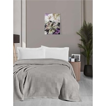 220x240 Çift Kişilik Gri Pike Modern Kare Desenli, Yumuşak Ve Nefes Alabilen Yatak Örtüsü, Dört Mevsim Kullan Diğer