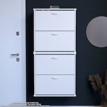 Modilayn Umay Asma Antre Hol 72 X 148 X 25,5 Cm Lik 4 Düşer Kapak 8 Göz Bölmeli Ayakkabılık Beyaz