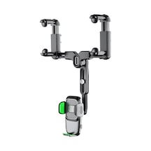 Çok Fonksiyonlu Araba Dikiz Aynası Cep Telefonu Montaj Evrensel Araç Geri Çekilebilir Telefon Klip Tutucu - Green