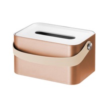 Ganzhoushop Çok İşlevli Mendil Saklama Kutusu Saplı Basit Masaüstü Mendil Düzenleyici Gül Altın