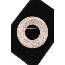 Aura Çemberi Broş Rose Gold Tonlu Kristal Taşlı Pozitif Enerji Halkalı Erkek Kadın Yaka İğnesi Çok renkli