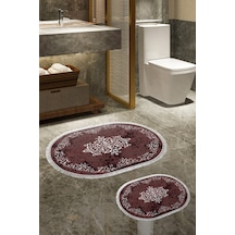Alanur Trend Kaymaz Taban Oval Saçaklı Dijital Banyo Takımı Bordo