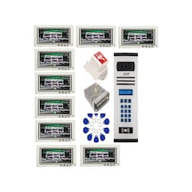 9 Daire Nts 2015-b 7'' Görüntülü Diafon Beyaz-8004 Tuş Takımlı Şifreli+geçişli Zil Panelli Set