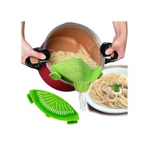 Sunup Sn-20522 Klipsli Silikon Geçmeli Tencere Makarna Noodle Süzgeci Çok Amaçlı Silikon Süzgeç Bulaşık Makinesinde Yıkanabilir Kokusuz