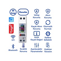 Tomzn Akıllı Kaçak Akım Rölesi Ve Voltaj Akım Koruma Rölesi 50a Wifi Özellikli Smartlife