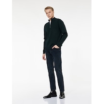 Koton Cepli Straight Fit Düz Paça Jean Pantolon - Straight Fit Mark Jeans Koyu İndigo 7wam40029nd