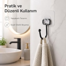 Yapışkanlı Siyah Askılık, Şeffaf Tabanlı Kancalı Banyo Ve Mutfak Askısı, Delmeden Montajlı Metal Havlu Ve Bez Askılığı 3 Adet Gönderilmektedir