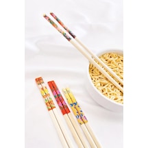 Bambu Chopstick Çubuk Yemek Çubuğu Yıkanabilir Tekrar Kullanılabilir 3 Çift- 6 Adet Çok Renkli