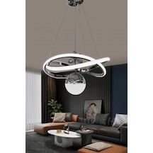 Dalga Tek Toplu Led Avize - - Kumandasız / Krom Krom