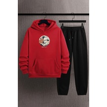 Uyguntarz Unisex Kanagawa Oki Nami Ura Baskılı Eşofman Takımı Kırmızı