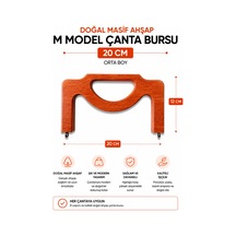 Vollen Yarn Doğal Masif Ahşap M Model Çanta Bursu 20 Cm El Yapımı Çanta Çerçevesi Çanta Aparatı Çanta Aksesuarı Bej