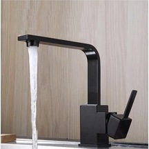 İsaoğlu Yapı Siyah Lavabo Bataryası Siyah Banyo Lavabo Musluğu Yüksek Model Kare Lavabo Musluğu Siyah