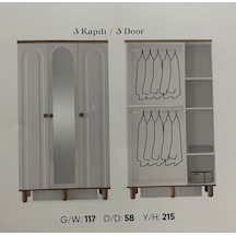 Yakut Mdf 3 Kapılı Dolap