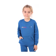 Toontoy Unisex Çocuk Baskılı Sweatshirt Petrol Mavi