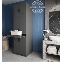 Piramit Çamaşır Ve Kurutma Makinesi Dolabı Banyo Dolabı Füme Antrasit - Füme