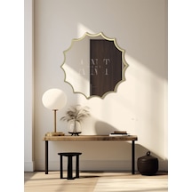 Güneş Asimetrik Ayna, Duvar Aynası, Konsol Aynası, Holl Aynası 60 X 60 Gold