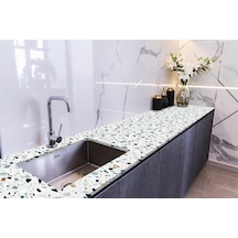Stickerart Tezgah Üstü Fayans Kaplama Folyosu Mutfak Tezgahı Kaplama Terrazzo Döşeme 70 Cm X 1 Metre