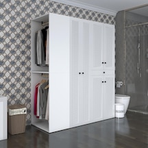 Kenzlife Membran Çamaşır-kurutma Makinesi Dolabı Ve Giysi Dolabı Çekmeceli Eşari Sol Byzbyz 187 160 60 Mebran Kapak Mdf Gövde Banyo Beyaz