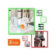 Multi Bulaşıklık Tabaklık Kurutmalık + 6 Adet Havlupan Askısı - 2li Set N8c4x2 Plastik Çok Renkli Diğer