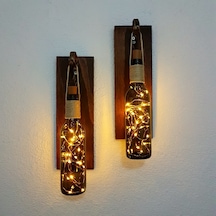 Retro Yeşil Şişeli Led Ilı. Ceviz Aplik. 2 Li Set Yeşil