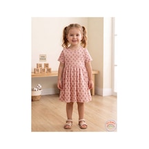 Ketbaby %100 Pamuklu Çiçek Desenli Yeni Sezon Kız Çocuk Elbise 1-6 Yaş Yazlık Konfor Serisi Pembe Pembe