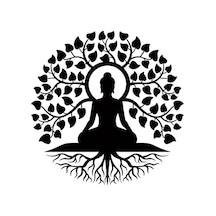 Homyl Buda Ağacı Metal Duvar Sanat Siyah Din Dekoru Zen Dekor 40-cm