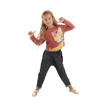 Denokids Mshb&g Ceylan Kız Çocuk Crop-top T-shirt Denim Görünümlü Pantolon Takım Kahverengi