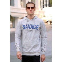 Madmext Basklı Gri Kapşonlu Sweatshirt 4147 Gri Madmext Basklı Gri Kapşonlu Sweatshirt 4147 Gri