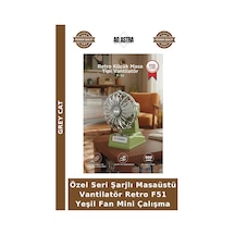 Özel Seri Şarjlı Masaüstü Vantilatör Retro F51 Yeşil Fan Mini Çalışma