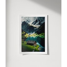 Çerçevesiz Poster Beyaz Zirveler Ve Yeşil Vadi