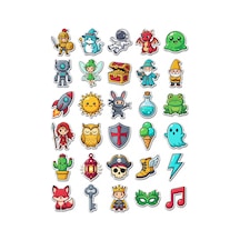 30 Adet Sevimli Chibi Fantastik Karakter Sticker Seti - Laptop Telefon Ajanda Çok Renkli