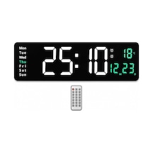 Kumandalı Led Dijital Duvar Saati Büyük Ekran 39 Cm / Geri Sayım Timer, Çift Alarm, Sıcaklık &amp Tarih Gösterg Çok Renkli