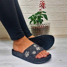 Pienn 20622 Siyah Taşlı Şık Kadın Terlik Siyah