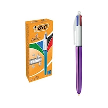 Bic Tükenmez Kalem Shıne 4 Colours Mor Gövde 12 Li 951351 Çok Renkli
