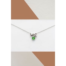 Papatya Silver 925 Ayar Gümüş Rodyum Mini Üç Boyutlu S Harfi Kalp Doğum Taşlı Kolye