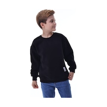 Erkek Çocuk Sweatshirt %100 Pamuk Rahat Kalıp 5-10 Yaş Siyah