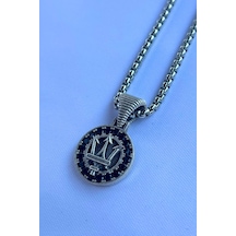 Mızraklı El İşçiliği Paslanmaz Çelik Zincir Erkek Kolye Gümüş