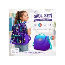 Coral High Mor Voleybol Sırt Çantası 23636+turkuaz Mor Renk Geçiş Thermo Beslenme Çantası 11763 Çok Renkli