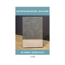 Gri Gold Detaylı Kaliteli Deri Hatıra Defteri 21x15 Cm Çok Renkli