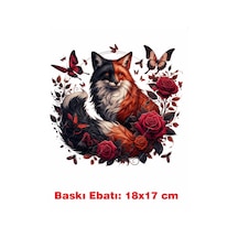 Tilki Gotik Temalı Ütü İle Yapışan Tekstil Kumaş Tişört Dtf Baskı 3528