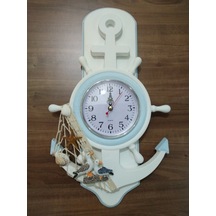 Çapa Saat / Deniz Temalı Dekoratif Asma Saat (467638450) Ahşap - Beyaz