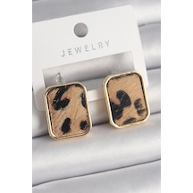 Pirinç Gold Renk Kare Leopar Desen Model Kadın Küpe Çok Renkli Pirinç Gold Renk Kare Leopar Desen Model Kadın Küpe Çok Renkli
