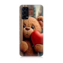 Oppo Reno 5 Uyumlu Sevimli Ayı Ve Kalp Desenli Silikon Kılıf
