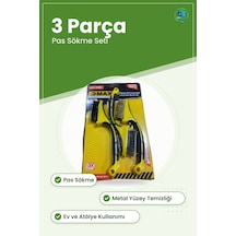 Tel Fırça Seti 3'lü 3 Parça Pas Sökme Metal Yüzey Temizleme Ev Ve
