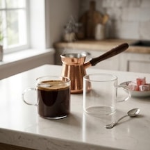6&apos Lı Borosilikat Cam Mini Kupa Seti - 130 Ml Tek Cidarlı, Altlıksız Türk Kahvesi Ve Espresso Fincanı Takımı Aeropress