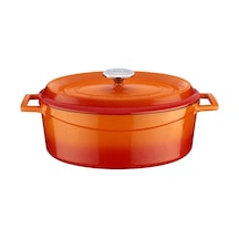 Lava Döküm Oval Tencere 23x29cm. Trendy Serisi Ölçü - Turuncu Turuncu