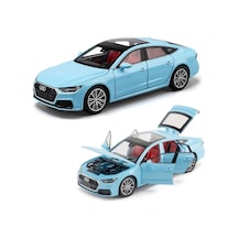 1:24 Sesli Işıklı Çek Bırak Audi A7 Metal Model Diecast Araba Mavi Renk