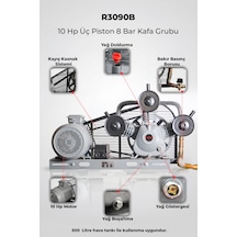 R.m.d Kompresör 10 Hp Üç Piston 8 Bar Kafa Grubu R3090b