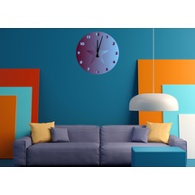 Ti-play Yıldızlı Bordo Mavi 30x30cm Akrilik Dekoratif Modern Duvar Saati ÇOk Renkli